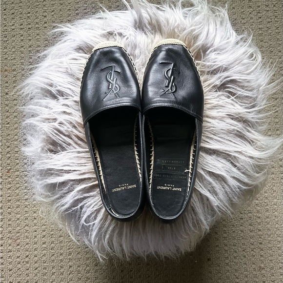 YSL MONOGRAM ESPADRILLES IN LAMBSKIN - Black - Picture 1 of 2